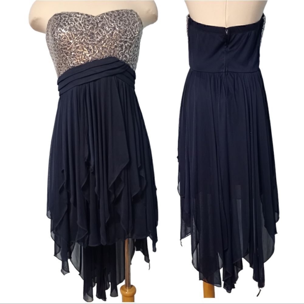 Sequin Hearts Fairycore Tube Party Dress Size 13 Dark Navy NWT